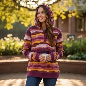 Lands' End Women's Serious Sweats Long Sleeve Button-Front Hoodie Sz 2X NWOT